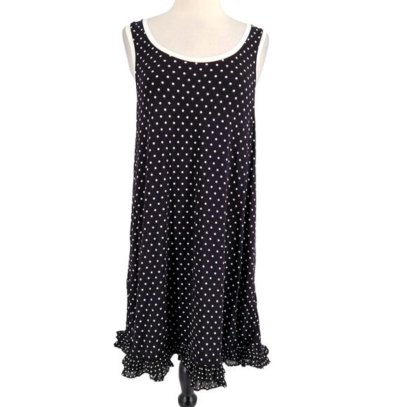 Kate Spade Polka Dot Sleep Dress Nightgown Black White Size Medium - Picture 2 of 6